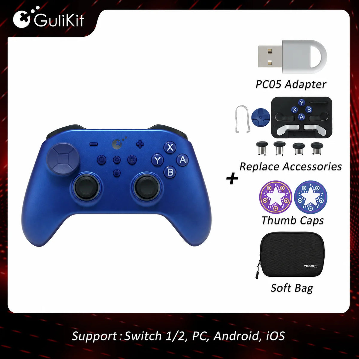 GuliKit TT MAX Controller NS69 Gamepad with TMR Joysticks Anti Drift Gamepad for Windows Nintendo Switch 1/2 Android iOS