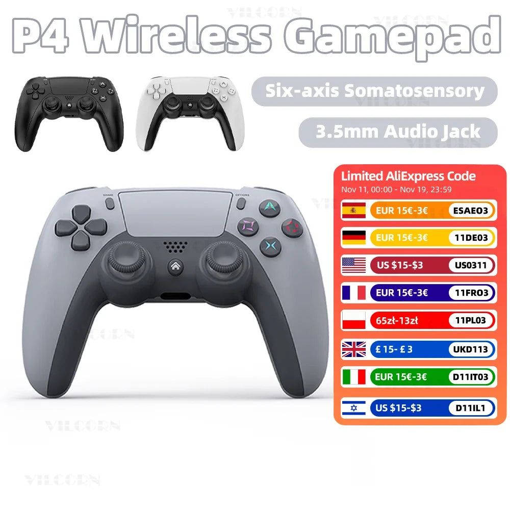 VILCORN P4 Wireless Gamepad for PS4 Slim Pro, Windows 10 PC Steam