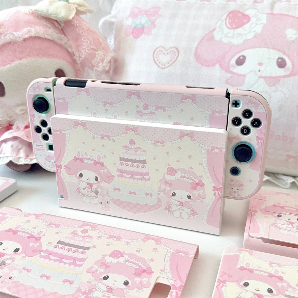 Cartoon Switch Pink Protective Case for Nintendo Switch 2/OLED/Lite Consoles Joy-Con Cases Dock Case Console Stand Accessories