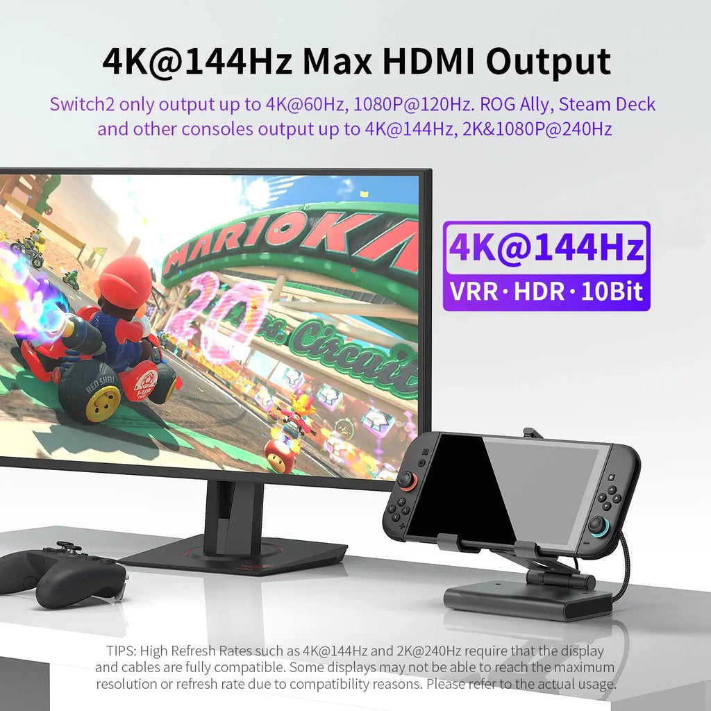 6 In 1 Dual Fans Docking Station for Rog Ally Steamdeck Game Console Dock Adjustable Height Dock Bracket with Hdmi 4K 60Hz