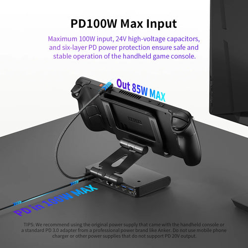 100W Switch 2 Docking Station with Dual Cooling Fan 4K 60Hz HDMI 1000Mbps Ethernet Port For Dock ROG Ally Ally X Steam Deck