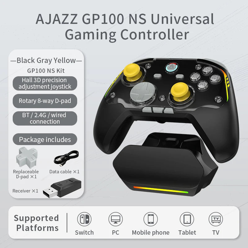 Ajazz GP100 NS Tri-Mode Hall Effect Controller for Switch & PC