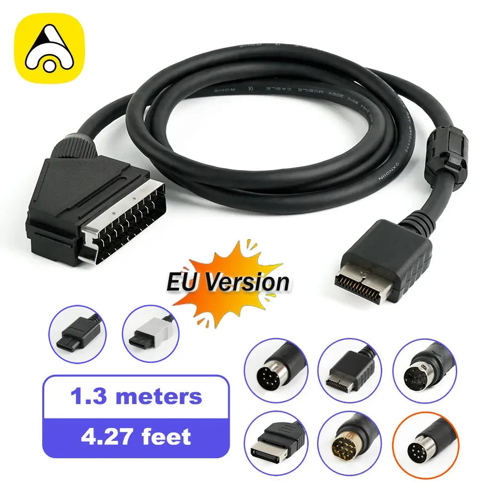 RGB SCART Cable for Saturn, 1.3m Composite Video On SYNC