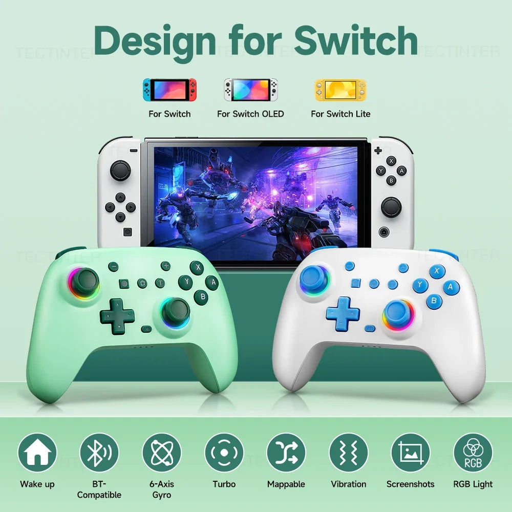 RGB Hall Effect Wireless Controller for Nintendo Switch with Turbo