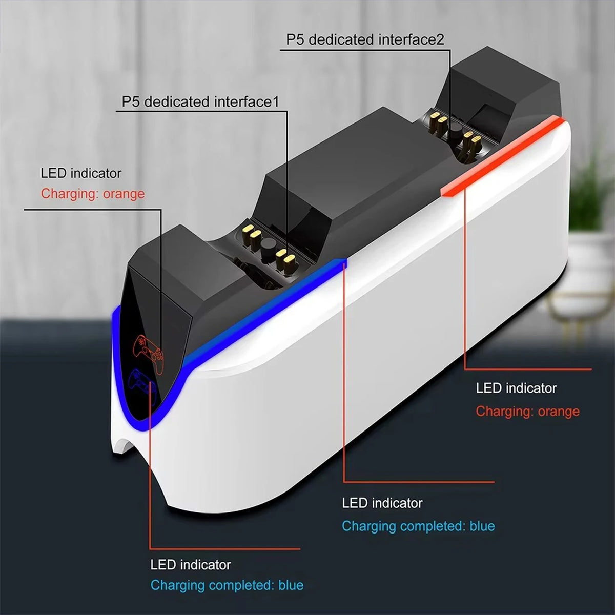VGBUS Dual Charging Dock for PS5 Wireless Controller, USB Type-C