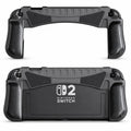 Ergonomic TPU Protective Case for Nintendo Switch 2 Anti-Slip Carbon Fiber Grip Cover with Kickstand Shockproof Full Protection