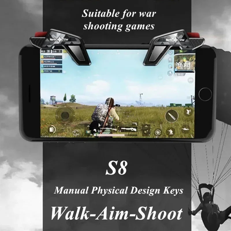 S8 North Star Mobile Phone Gamepad Joystick Controller for PUBG ROS Aim Shooting L1R1 Game Trigger Key Button for IPhone Android
