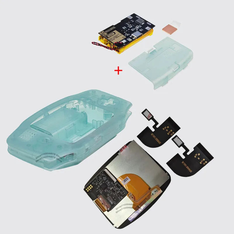IPS V4 Pre Laminated Screen LCD Shell Kits 1800mAh Built-in Lithium Battery with Type C Charging Port Battery Cover For GBA