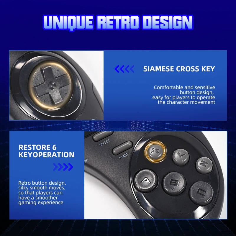 Wired Gamepad for MD PLUS Game Console Replacement Controller