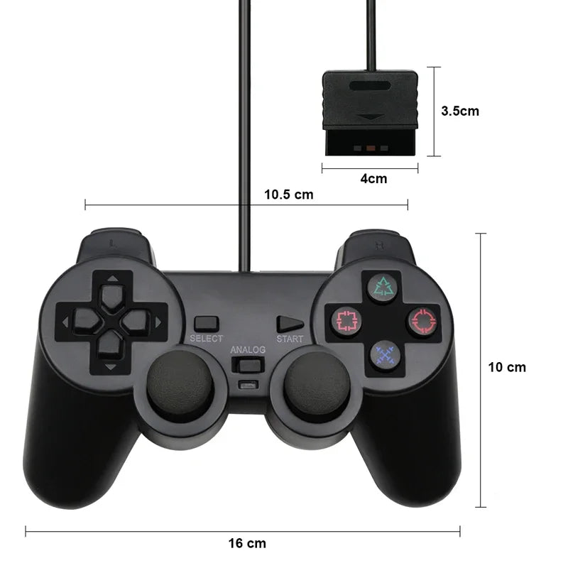 Transparent Wired Controller for PS2 and PS1, Vibration Gamepad