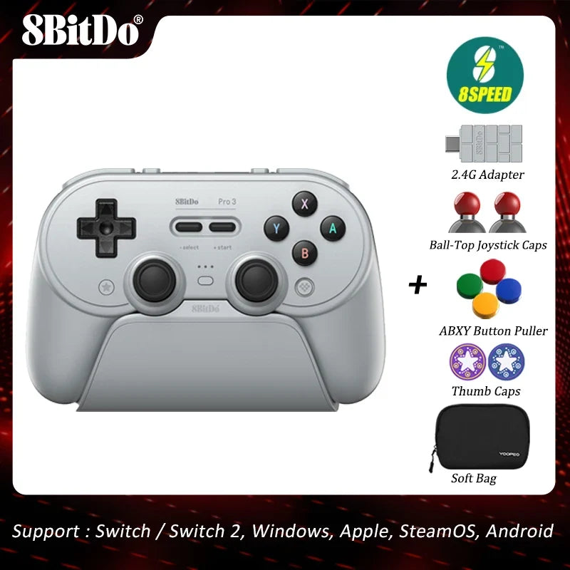 8BitDo Pro 3 Bluetooth Controller for Switch 1/2, TMR Sticks