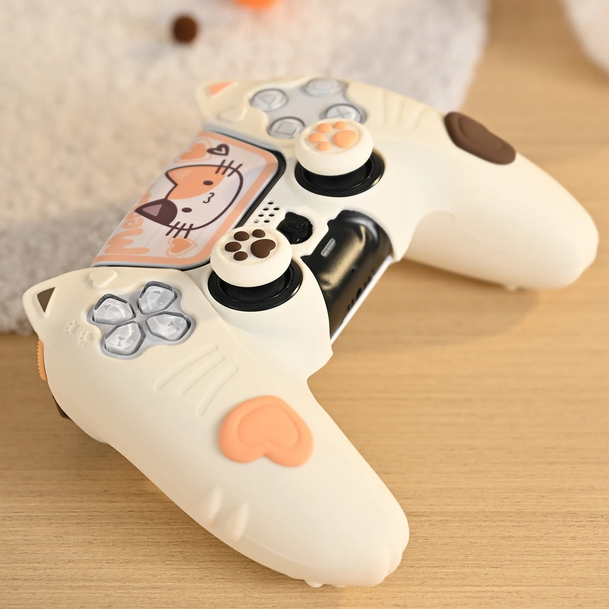 PS5 Controller Silicone Case, Cute Calico Cat Thumb Grip Caps