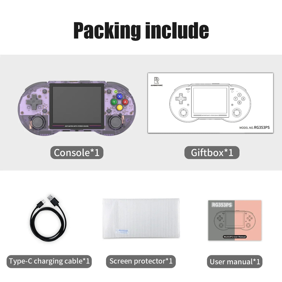 ANBERNIC RG353PS Retro Handheld Game Console 3.5'' IPS Screen Linux OS RK3566 64bit Game Player Built in 3500mAh Battery