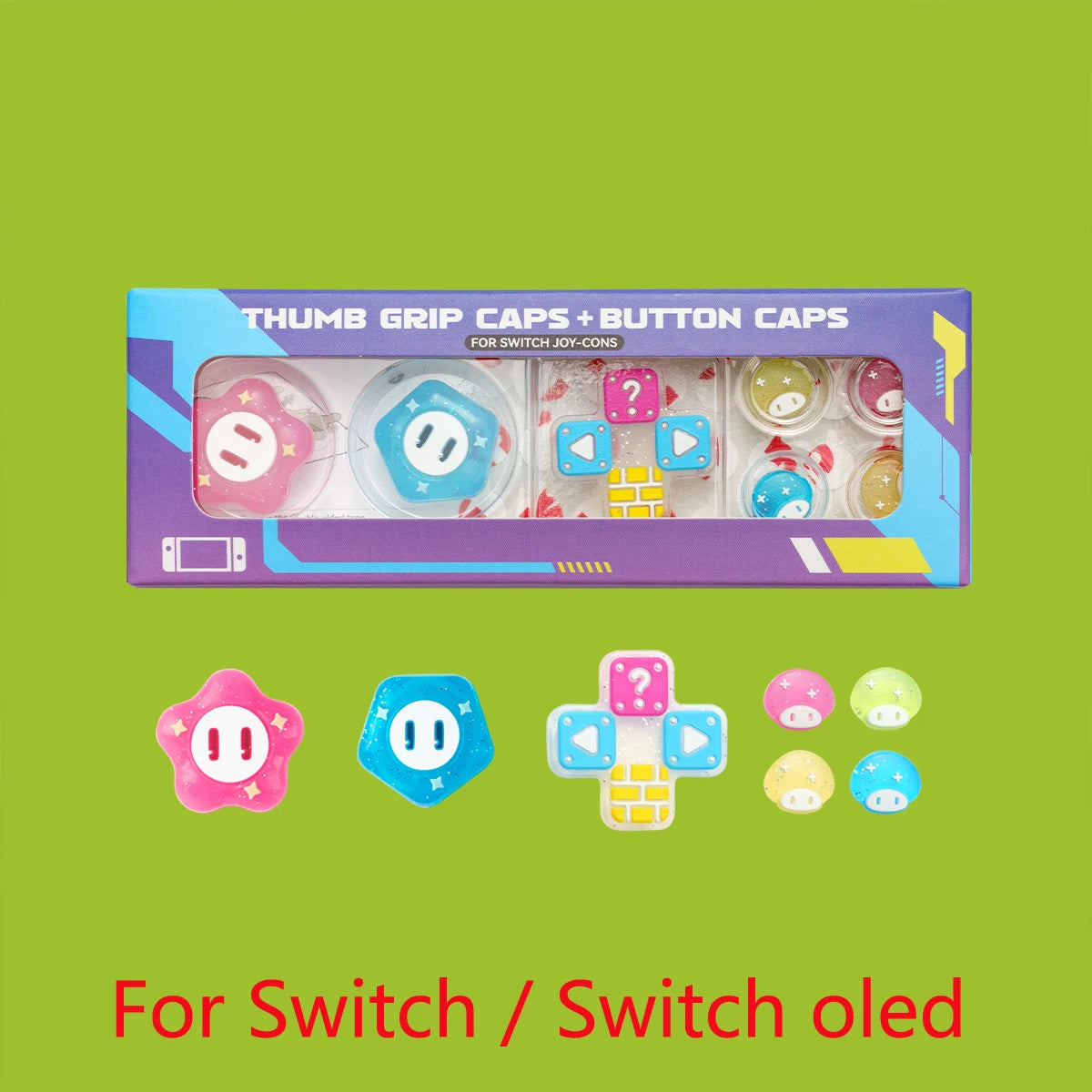Joy-Con Cover for Nintendo Switch 2/OLED, Bling Mushroom Star