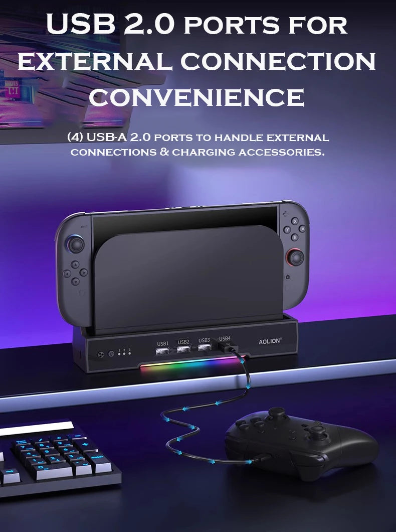 Cooling Fan Base for Nintendo Switch 2 with RGB Light Bracket