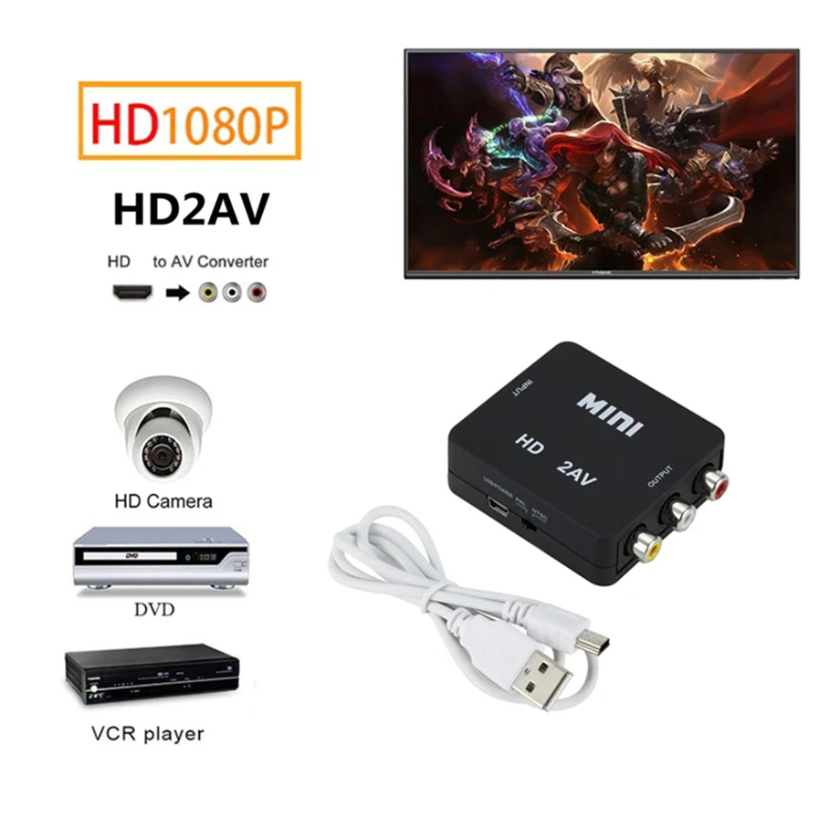 HDMI-compatible To AV or AV To HDMI-compatible RCA Adapter Converter Box 1080P RCA AV CVSB LR Video Composite AV Scaler Converter For Projector PC HDTV