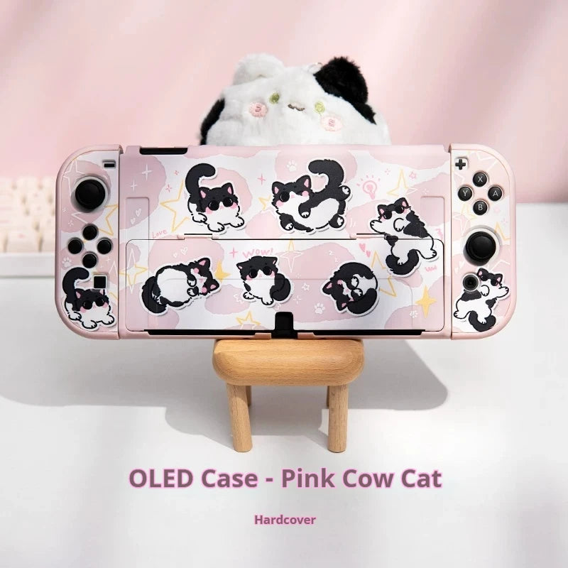 Cute Cat Ns2 Protective Case For Switch Oled Anti Scratch Shockproof Cover 2nd Generation Soft Pink Protective Case Set