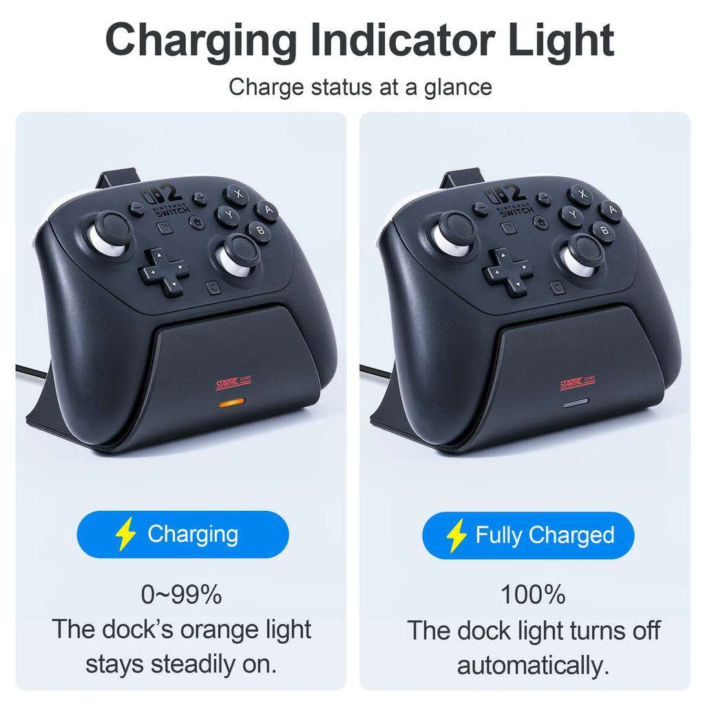 STARTRC Nintendo Switch 2 Pro Controller Charging Dock with LED