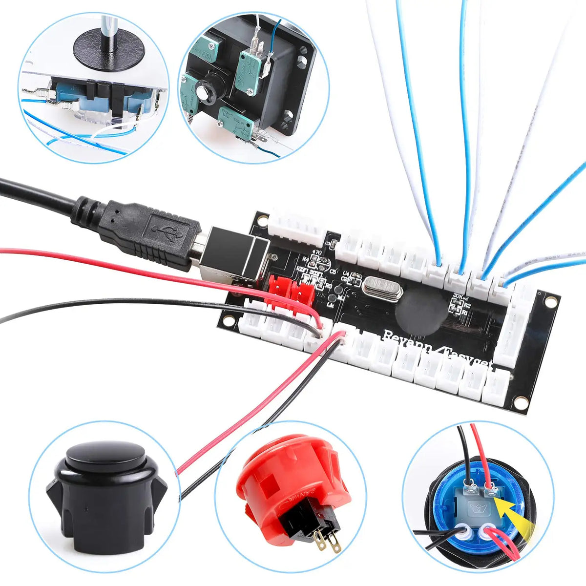 Zero Delay Arcade USB Encoder PC PS3 Switch Raspberry Pi TO Joystick FOR 5PIN & 2.8MM Button Hitbox Controller