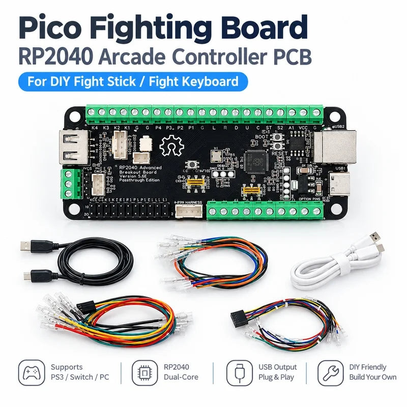 RP2040 PICO Advanced V5.6E USB Passthrough Fighting Board for PS4/PC DIY Fight Stick Arcade Hitbox Controller