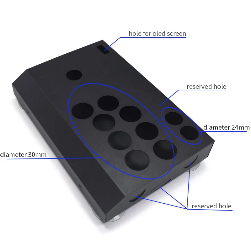 Empty Metal Hitbox Arcade DIY Box, 8/14 Holes for Joysticks