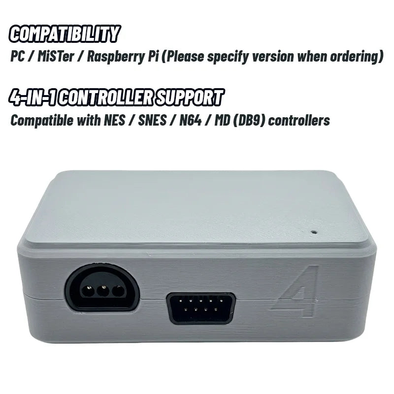USB 4-controller SFC/NES/MD/N64 Controller To Type-C Interface Adapter 3D Printed Housing 7Pin Controller Interface Controller