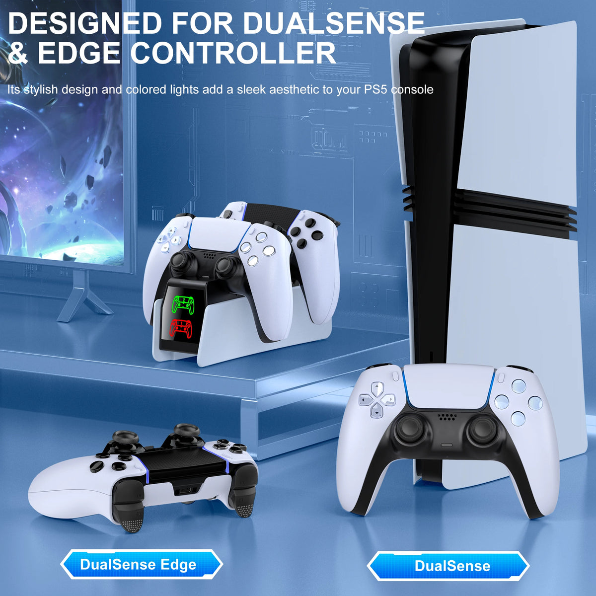 DinoFire PS5 FC400/FC304 Dual Charging Station, Type-C RGB