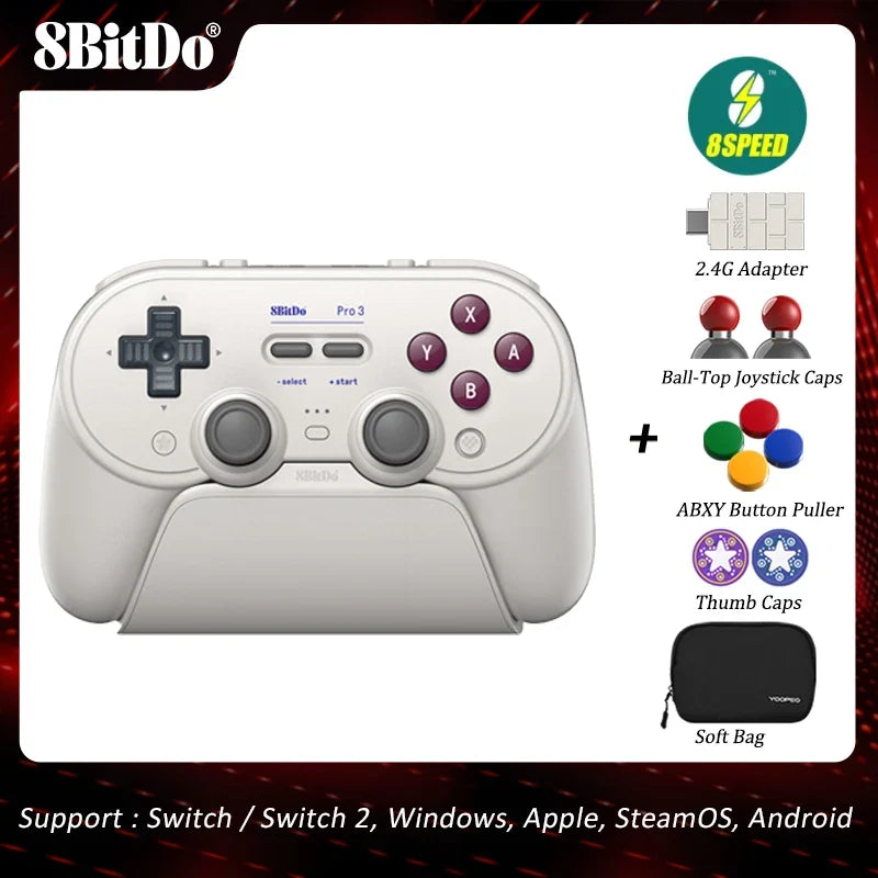 8BitDo Pro 3 Bluetooth Controller for Switch 1/2, TMR Sticks