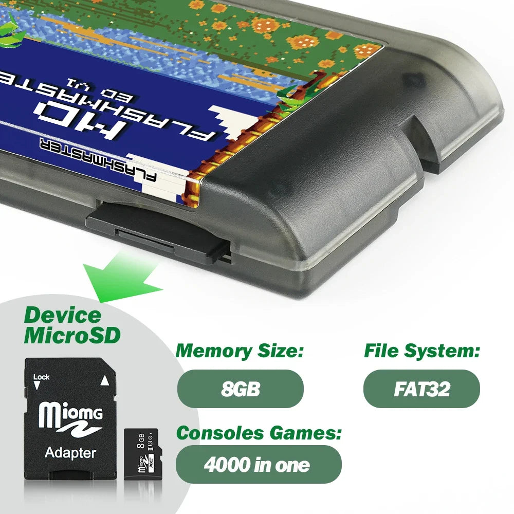 Mega Drive V1 4000 in 1 With 8GB TF Card MD V1 Game Card For SEGA Genesis Mega Drive Master System Game Console