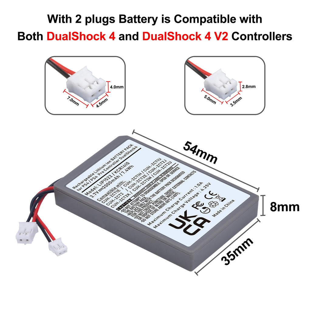 Hisewen 10x 2000mAh Battery for PS4 DualShock 4 V1 Controller