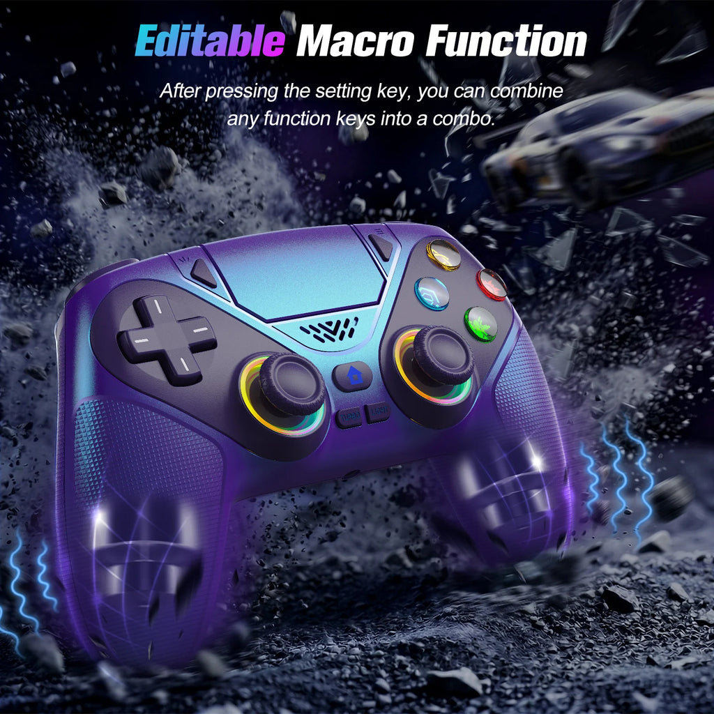 Controller For Playstation 5 PS5/PS5 Pro/Slim/PC,RGB Wireless BT Game Joystick Hall Effect 6 Axis Gyro Dual Shock Turbo Gamepads