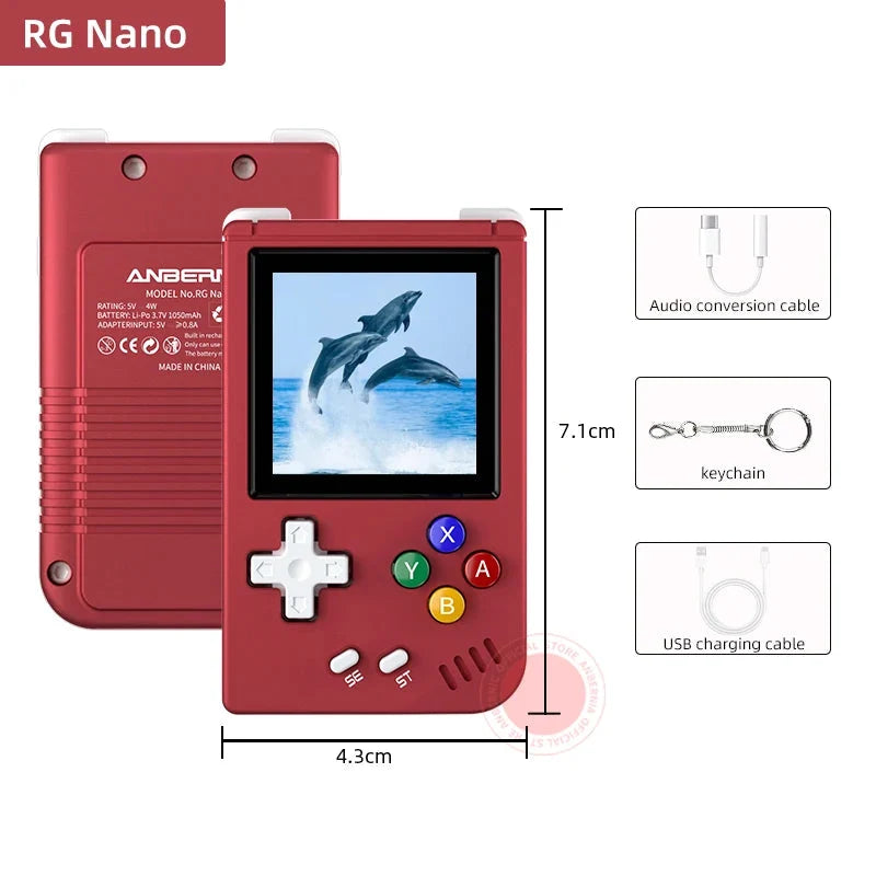 ANBERNIC RG Nano Handheld Game Console Portable Retro Video Games Consoles Hand Held Aluminum Alloy CNC Music Player 1.54Inch IPS