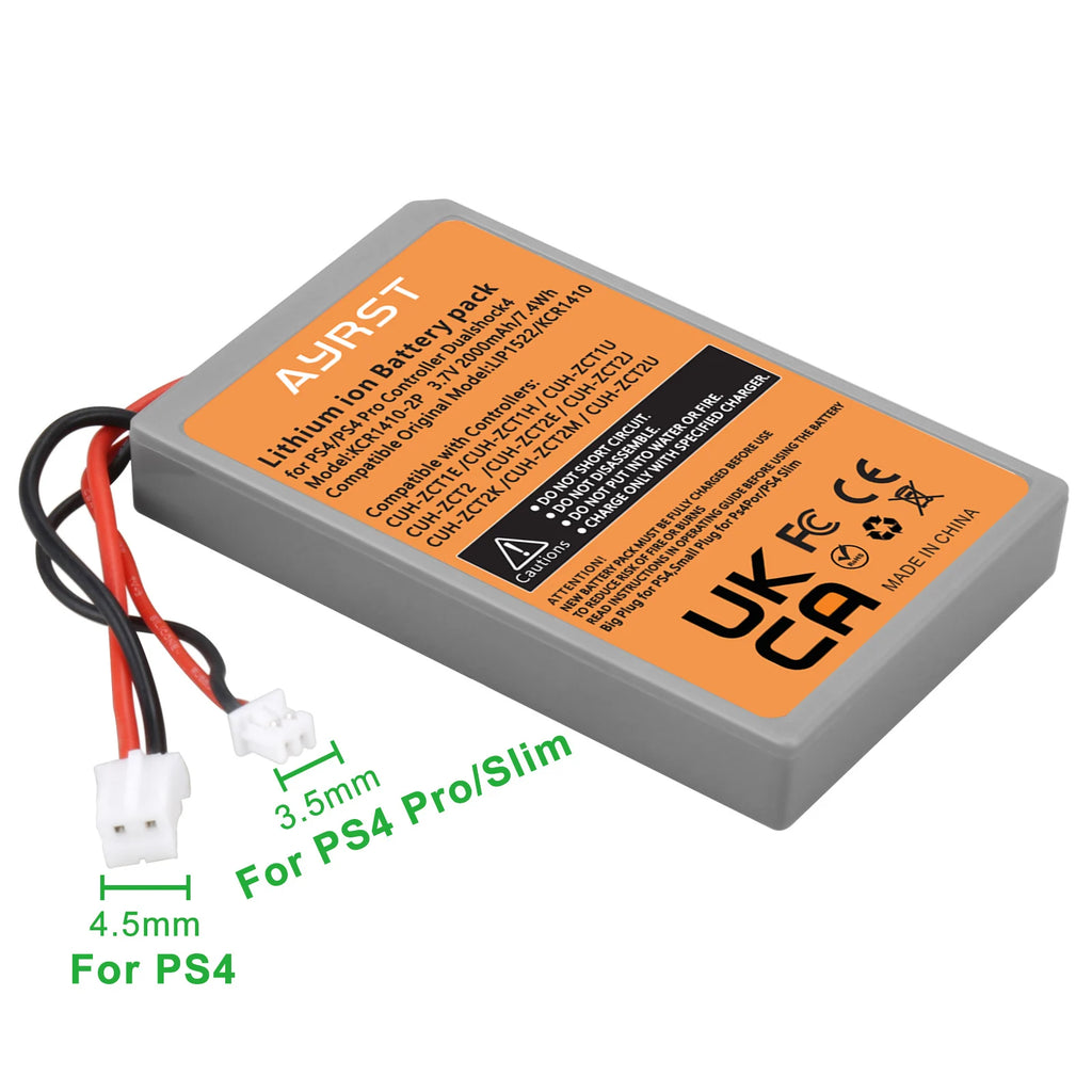 For SONY PS4/ PS4 Pro Slim LIP1522 & KCR1410 Dualshock 4 V1 V2 Wireless Controller Playstation GamePad 2000mAh Replace Battery