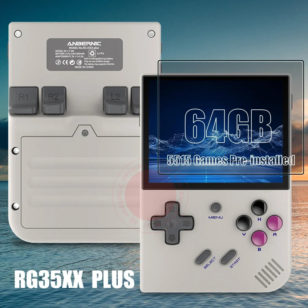 ANBERNIC RG35XX PLUS Retro Handheld Game Player Built-in 64G TF 5000+ Classic Games Support-HDMI TV Portable Game Player