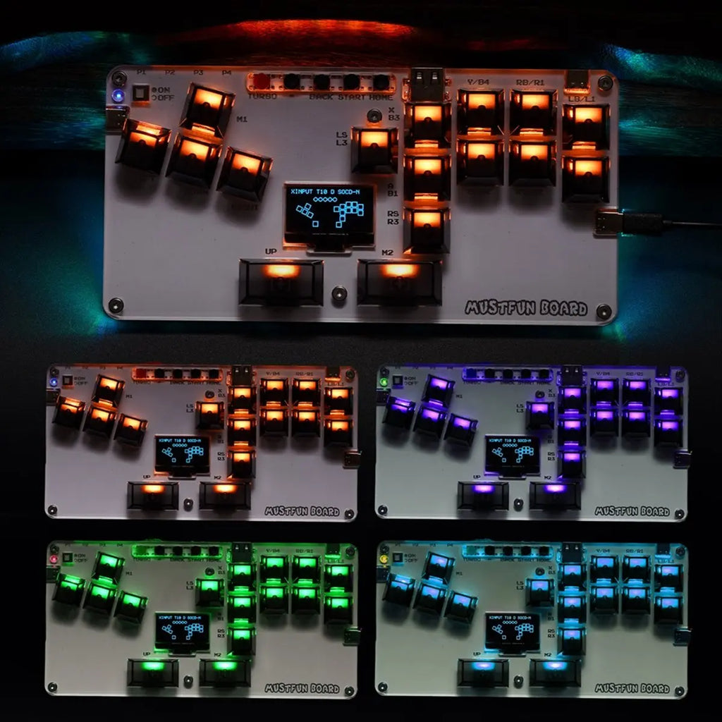 newT77 MustFun Hitbox Controller Mini Leverless Arcade Stick Controller for PC/PS3/PS4/Switch and Fightstick Arcade Games White