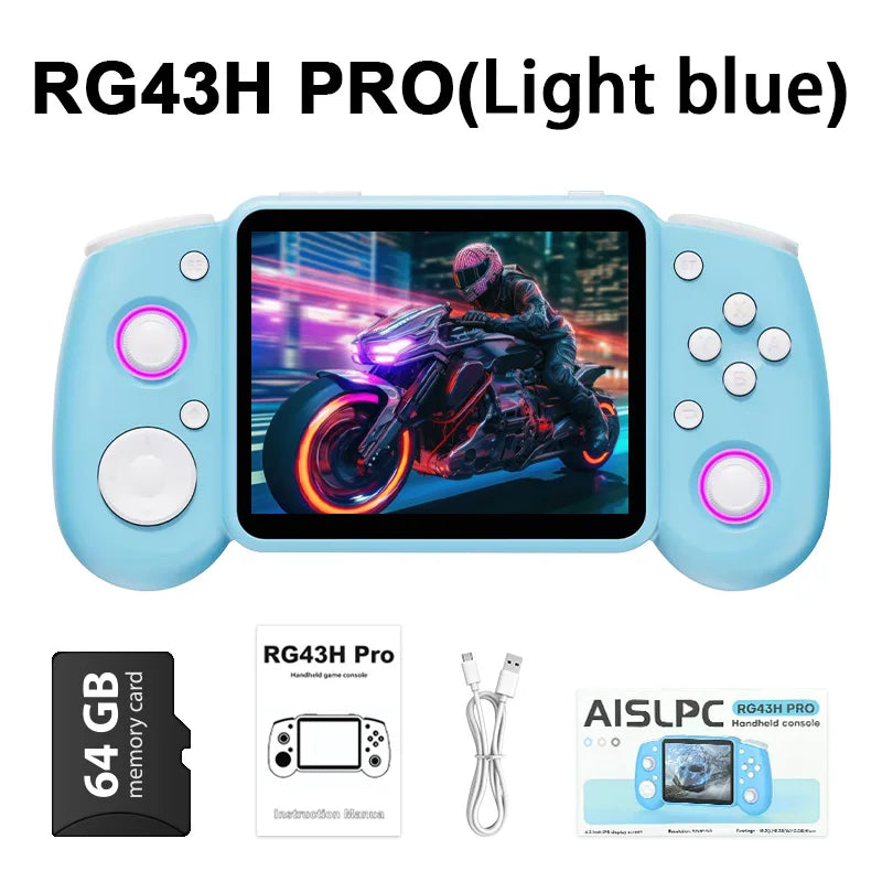 AISLPC RG43H PRO Handheld Game Console 4.3 IPS Screen Dual System 22000+Games 2.4G WIFI RK3562 Chip Portable Pocket Video Player