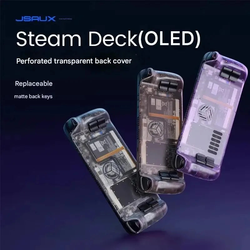 JSAUX Steam Deck Transparent Rear Cover, Open Hole, OLED/LCD