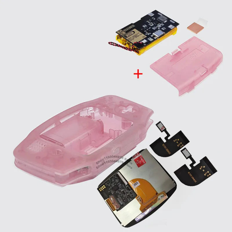 IPS V4 Pre Laminated Screen LCD Shell Kits 1800mAh Built-in Lithium Battery with Type C Charging Port Battery Cover For GBA