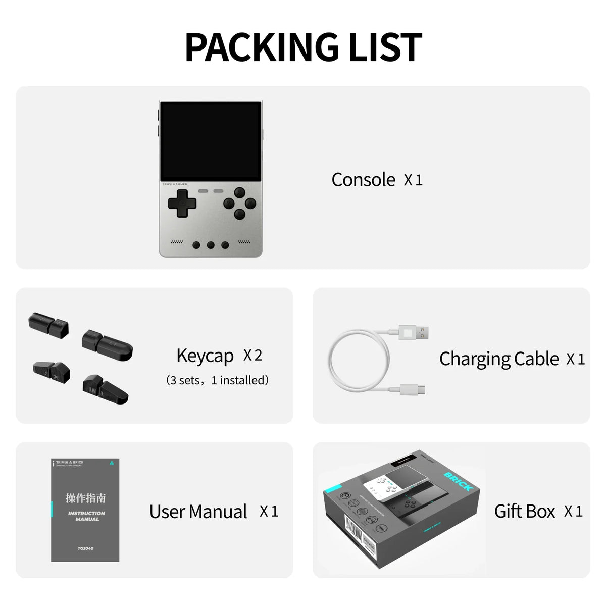 Trimui Brick Hammer 3.2 Inch IPS Retro Handheld, Metal Body