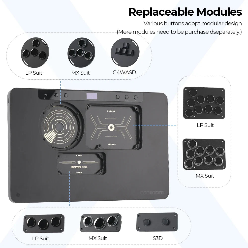 Haute42-COSMOX X Series Leverless Controller Replaceable Module Joystick Keyboard Arcade For PC/ Ps4 / Ps5 Switch Steam Hitbox