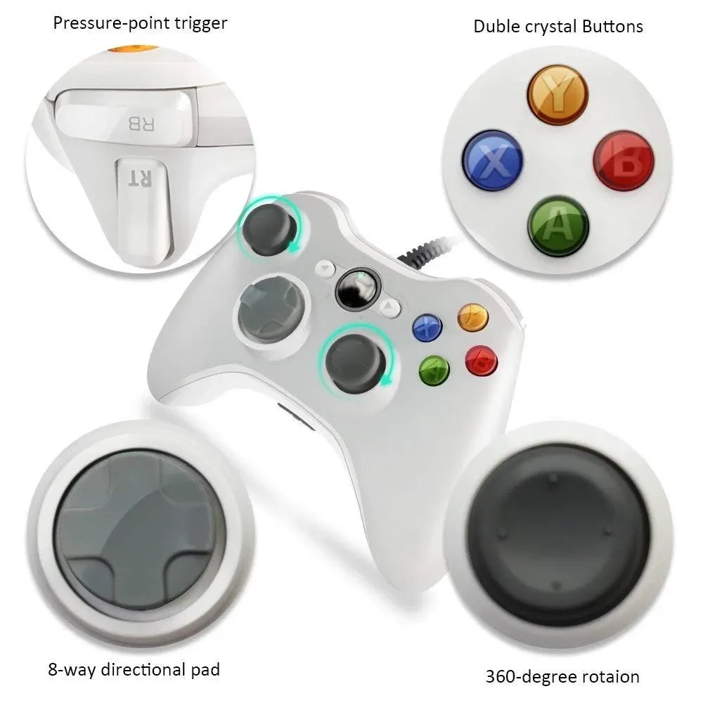 For Xbox 360 /360 Slim USB Wired Controller Console Gamepad Joypad For PC Joystick For 360 Console with Dual-Vibration Turbo
