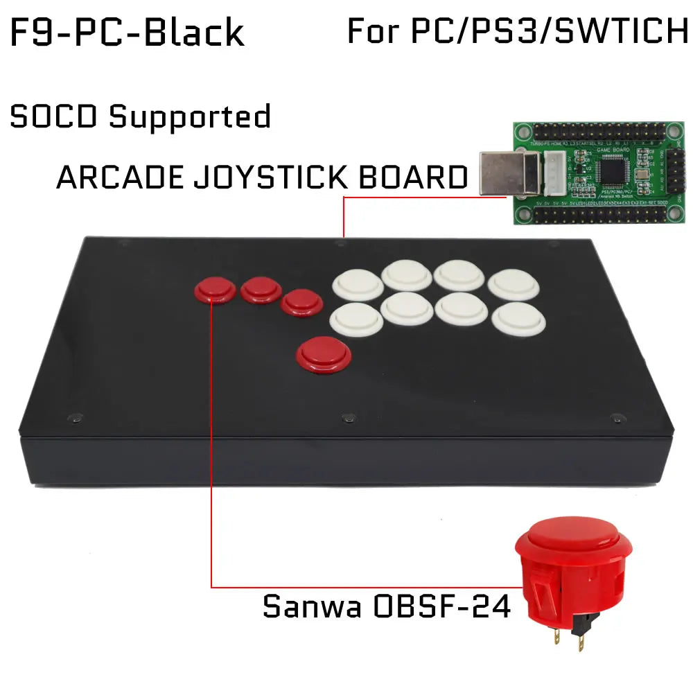 FightBox F1-F9 Sanwa Button Hitbox Arcade Fight Stick for PS4/PC