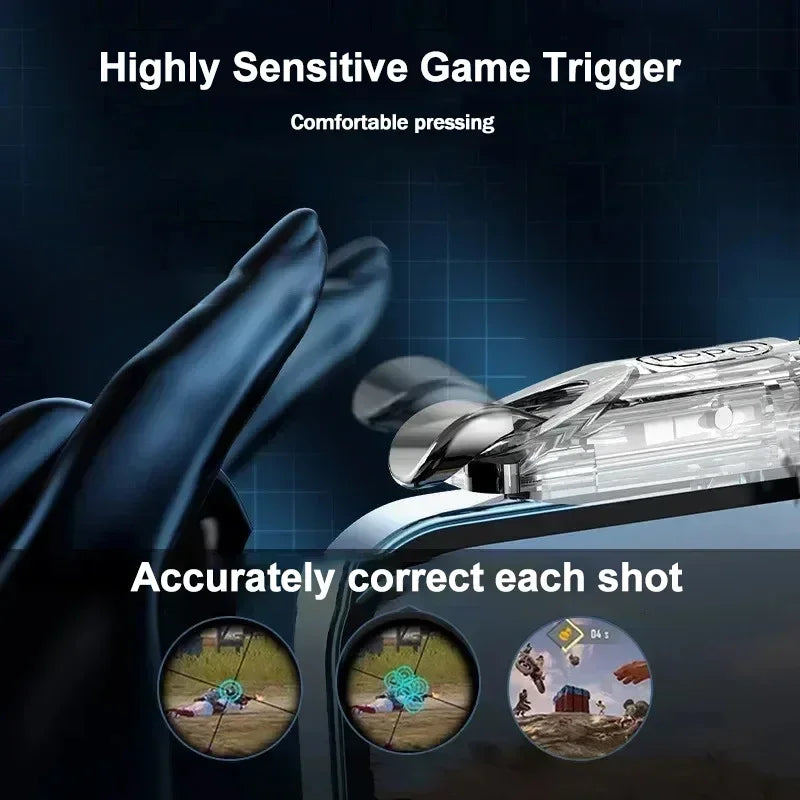 K03 Mobile Phone Game Trigger Controller 4 Fingers PUBG Gamepad Joystick Aim Shooting L1 R1 Alloy Key Button for iPhone Android