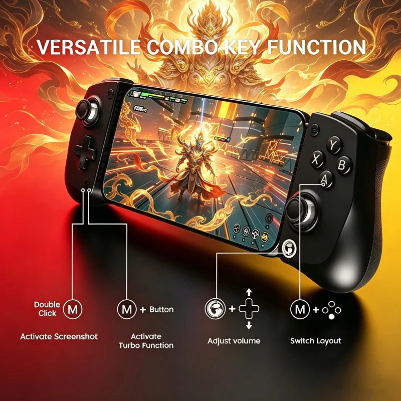 X5LType-C Stretchable Mobile Game Controller Hall Effect Joystick Zero Latency Wired Gamepad for Android iPhone 15+ Cloud Gaming