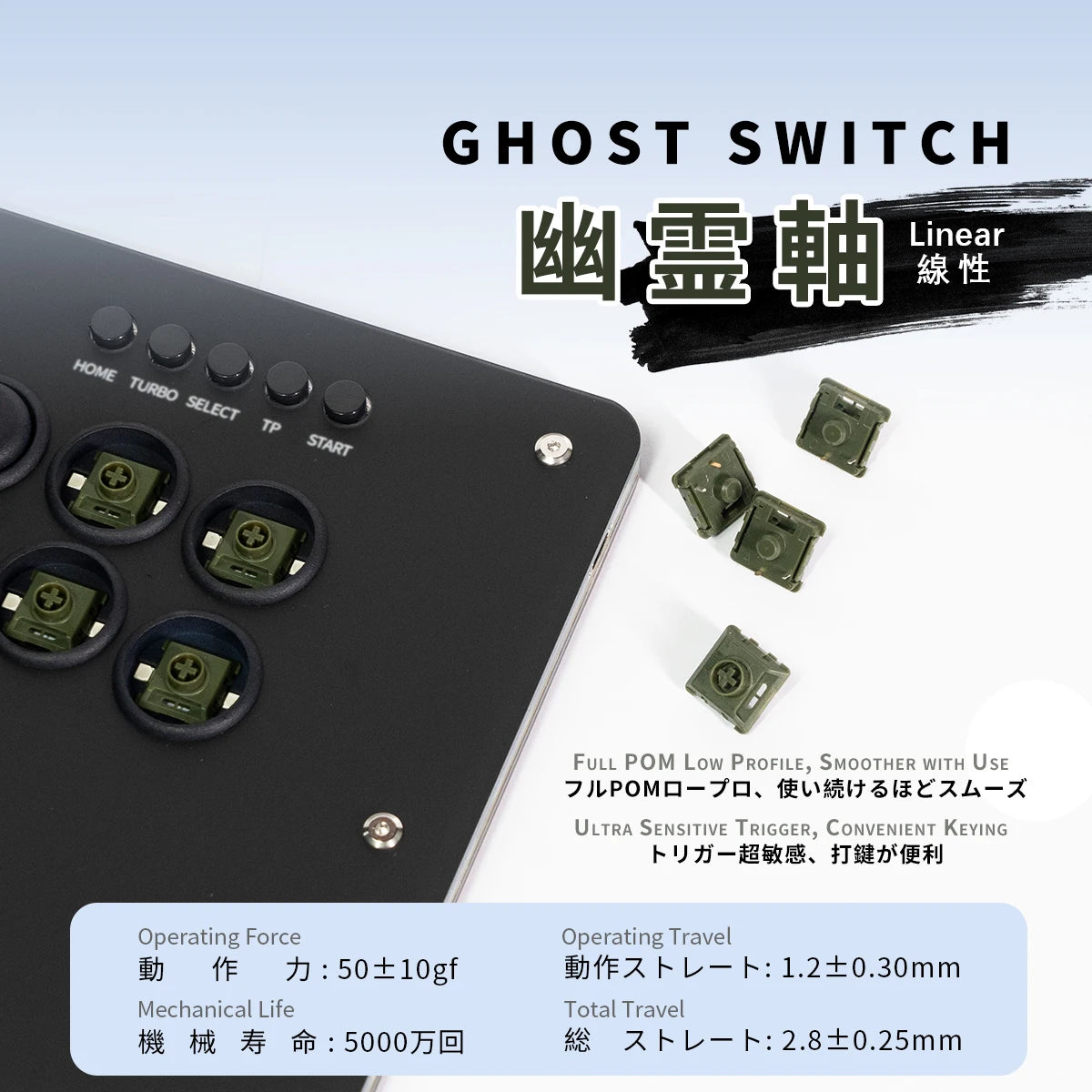 TIKITAKA Hitbox Panda/Wizard/Ghost Low Profile Switch Joystick Controller Accessories Arcade Fighting Stick Keyboard スイッチ
