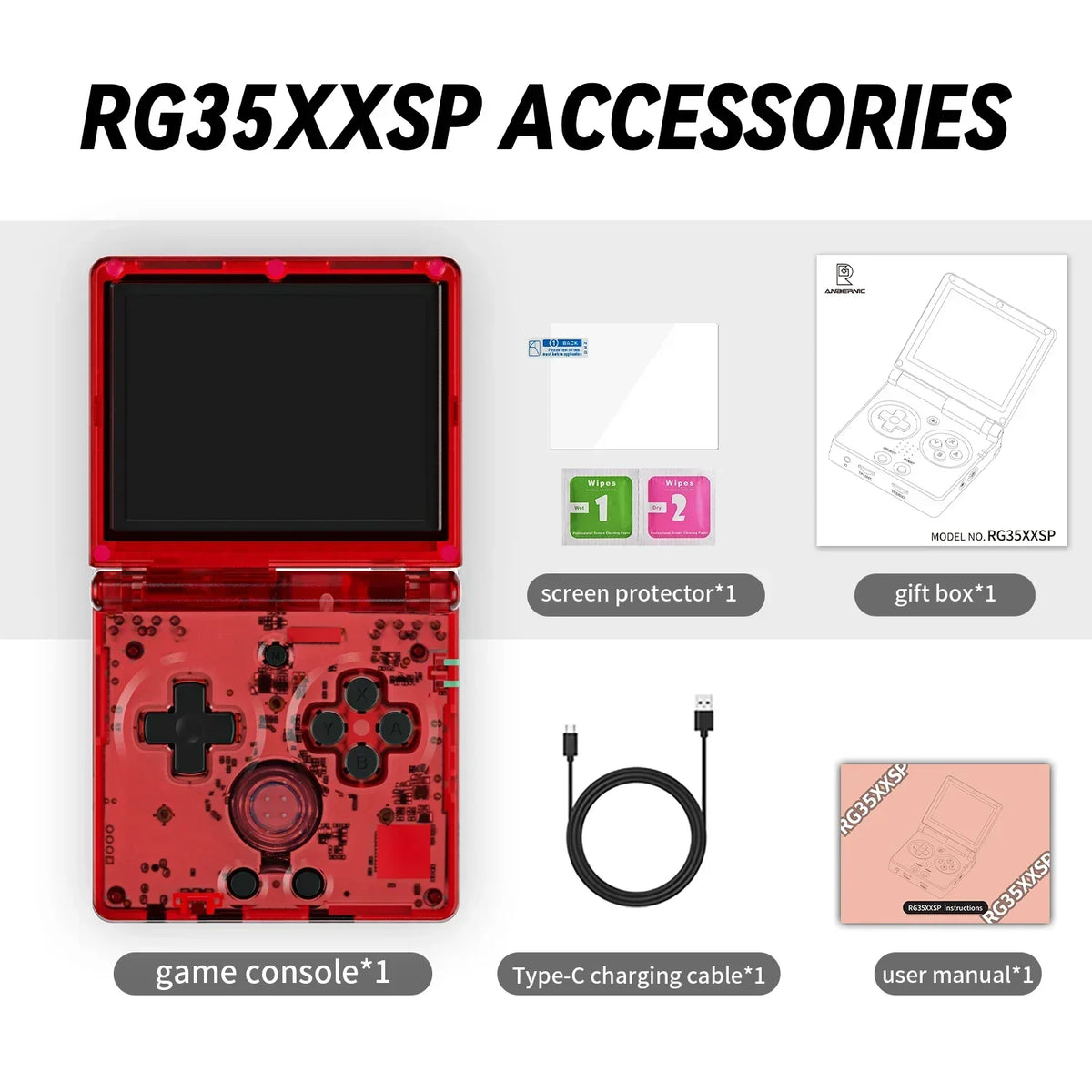 ANBERNIC RG35XXSP Flip Retro Handheld, 3.5 Inch IPS, 64G 5K Games