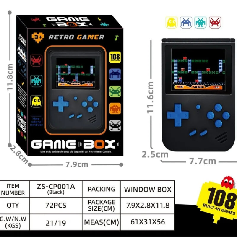 Retroid Style Gamer Mini Pocket Gaming Device 108 In 1 Built‑In Games Color Screen Portable Retro Video Game Player For Adults