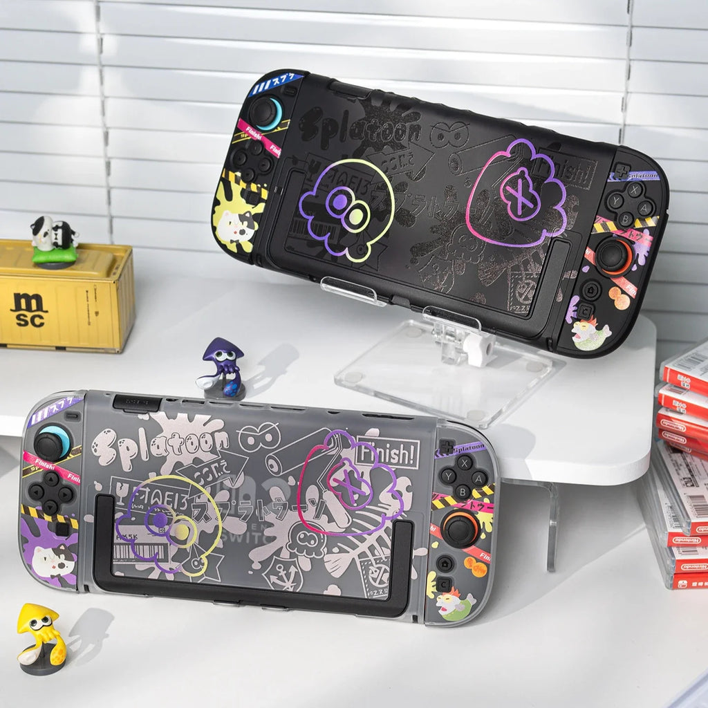 Anime Splatoon Transparent Case for Nintendo Switch 2 OLED NS Split Joy-Con Controller Cases Dock Cover Game Console Accessories