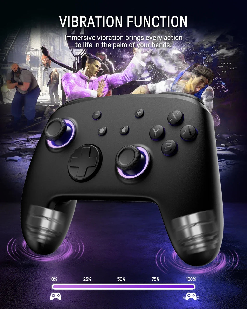 FUNLAB Firefly Luminous Pattern Wireless Pro Controller For Nintendo Switch 2/1 with 7 LED Colors/NS/Paddle/Turbo/Motion Control