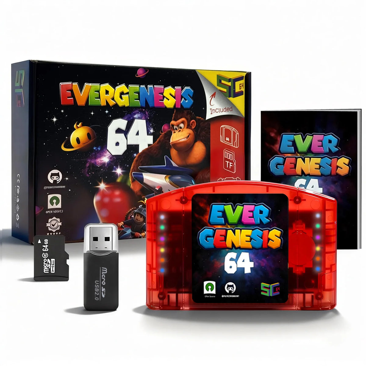 SC64 N64 Flash Cart with 64GB Card, Over 10000 Preloaded Games